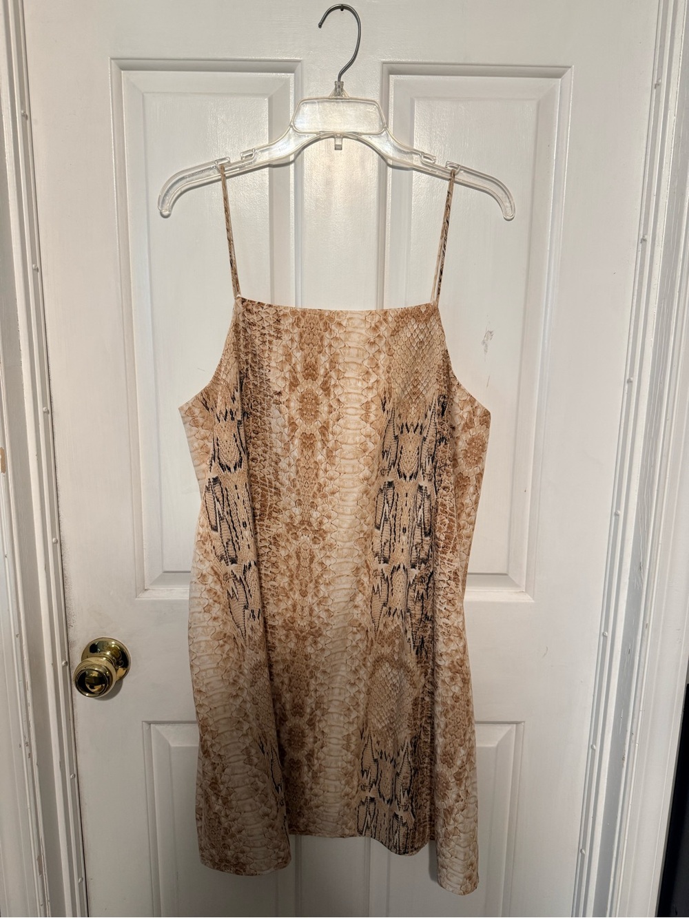NDI Beige Snake-Print Mini Slip Dress